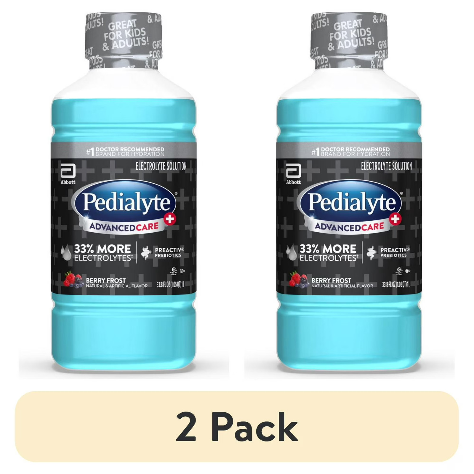 (2 pack) Pedialyte AdvancedCare Plus Electrolyte Drink, Berry Frost, 1 Liter