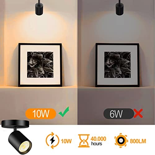 Flush Mount LED Ceiling Spotlight Dimmable Adjustable 2 Pack(3000K) Black