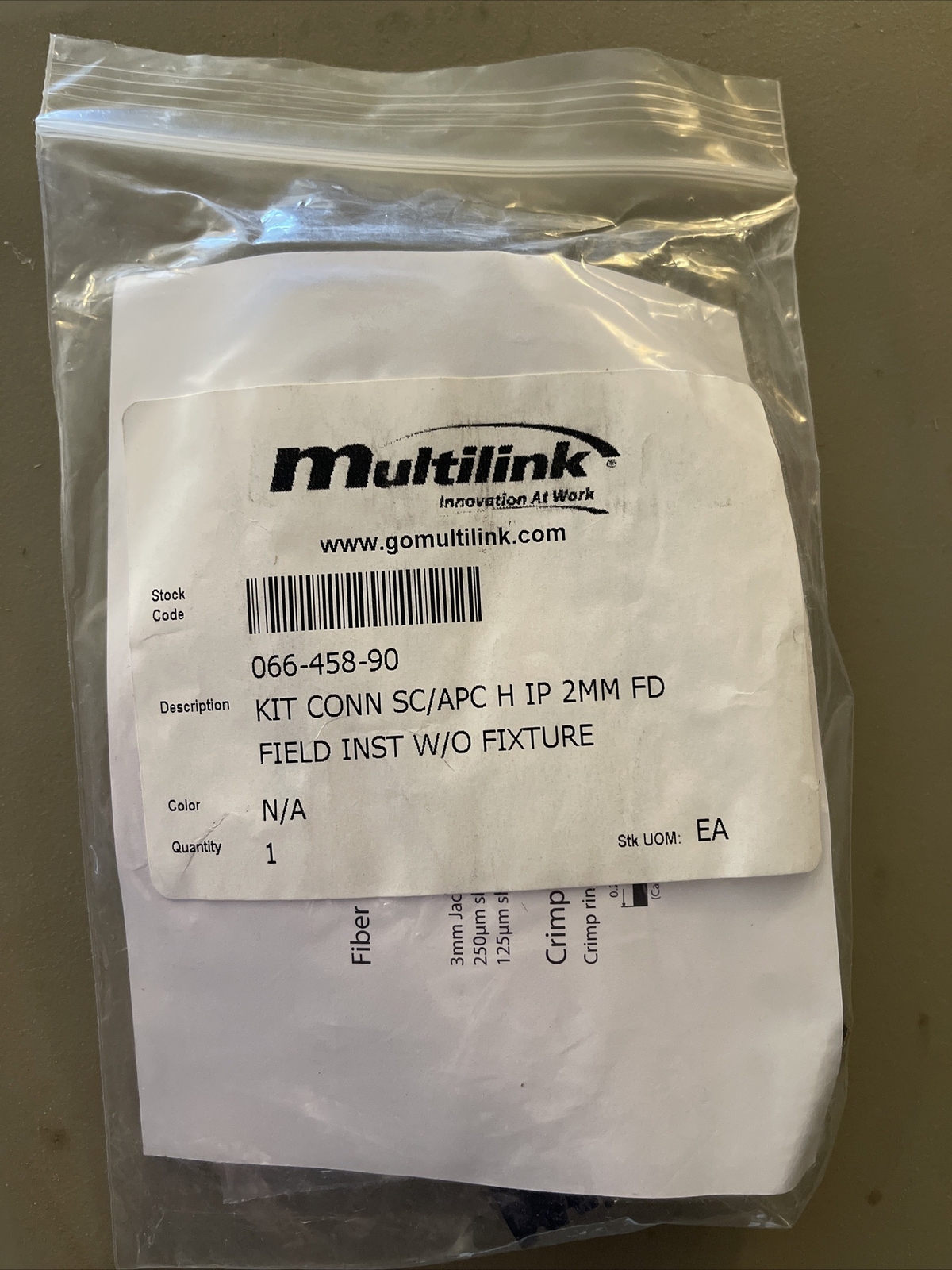 Kit Connection SC/APC H IP 2mm FD Field Inst W/o Fixture Surelight