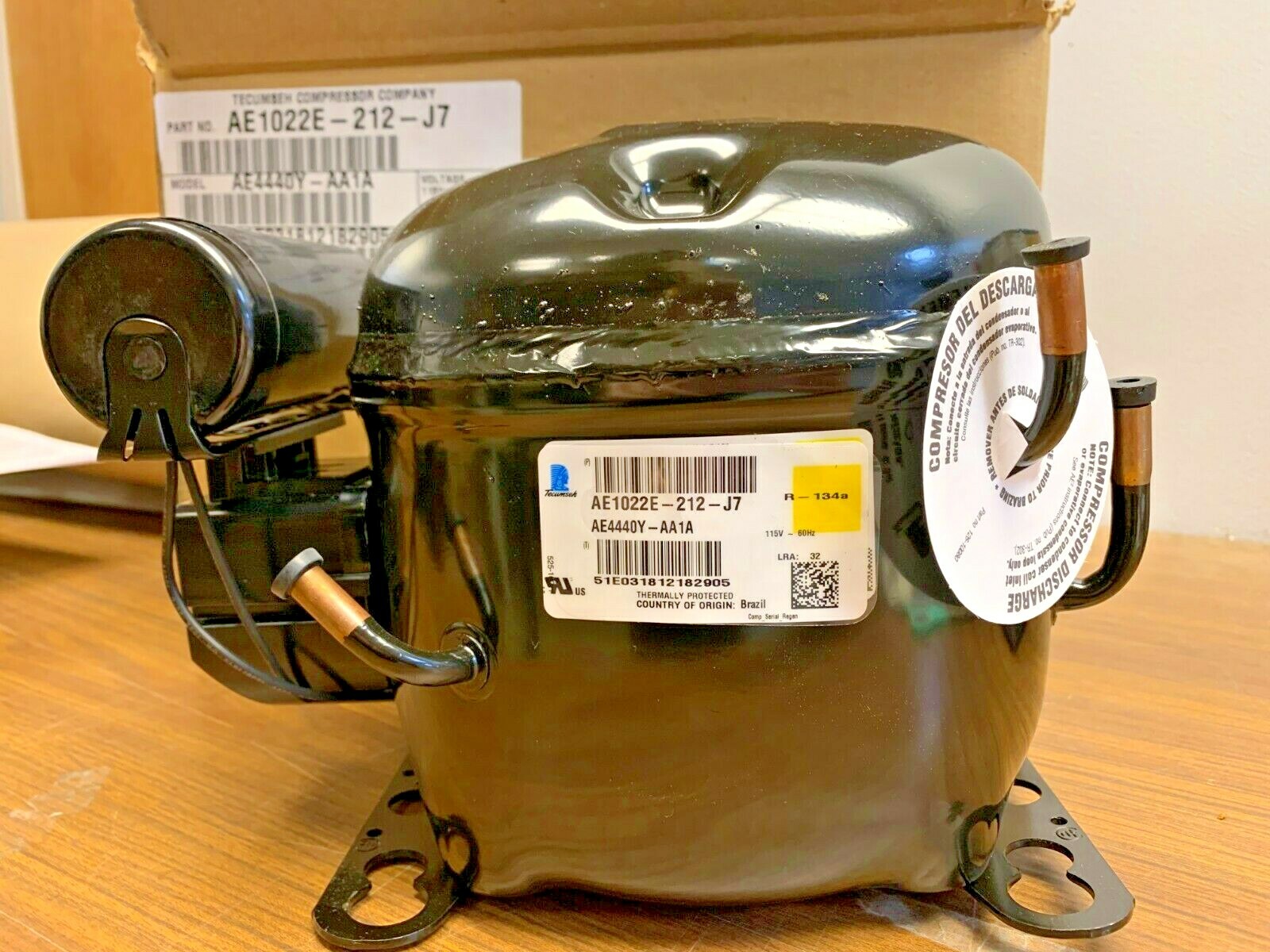 New Tecumseh Medium Temp Compressor AEA4440YXA 1/3hp R134A 115V AEA4440Y-AA1A