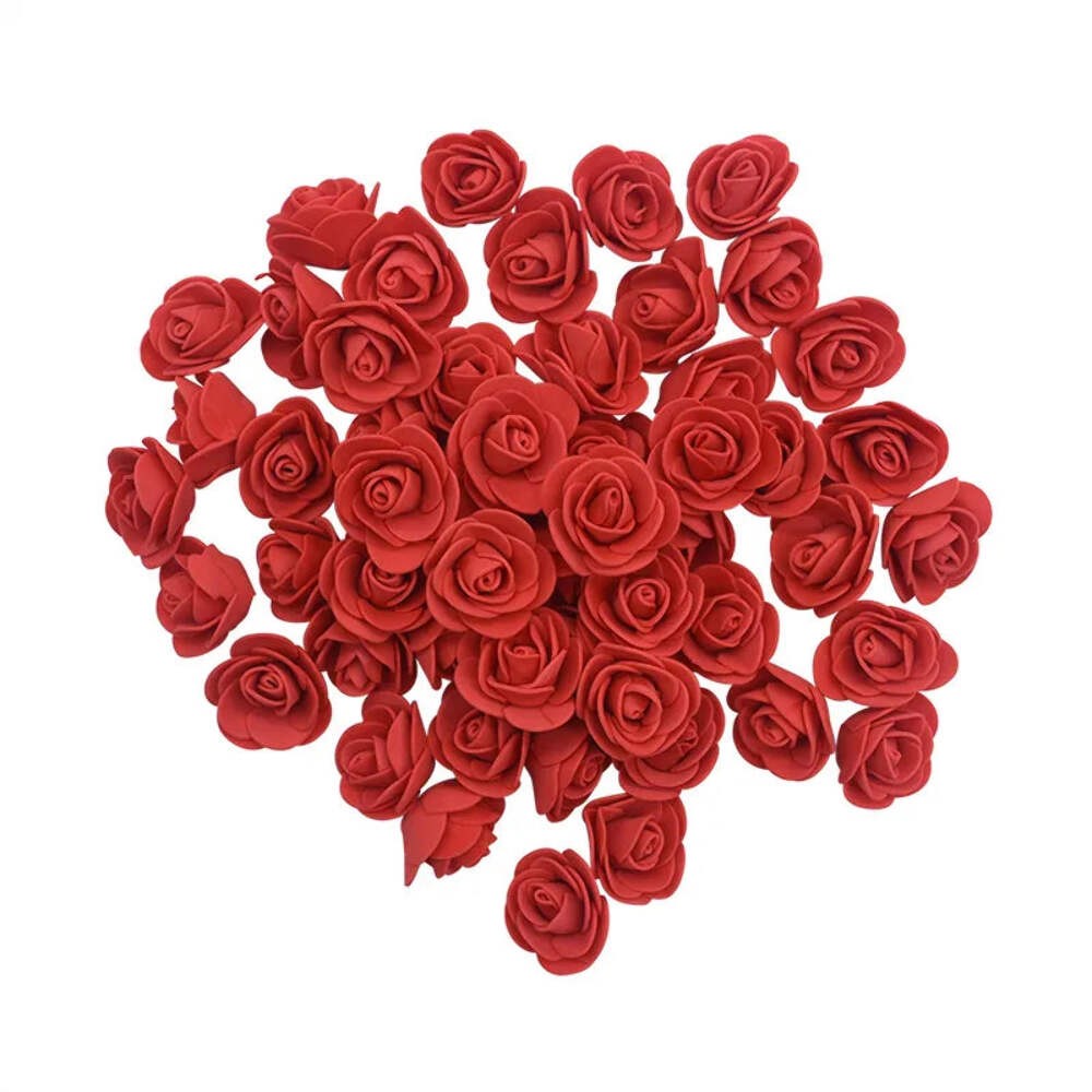 Vibrant Red 3.5cm Foam Rose Heads: Perfect for Rose Bear Crafts - Pack of 50