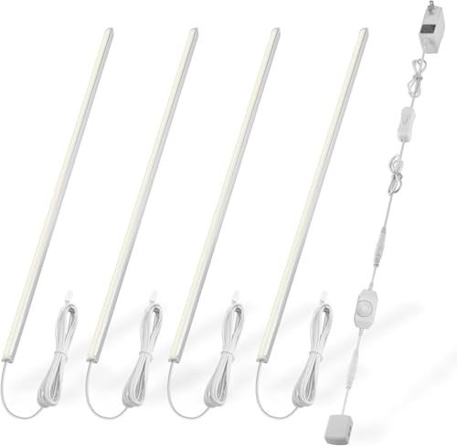 V-Shape Under Cabinet Lighting Kit - 4pcs Sleeker 12" Dimmable LED Light White