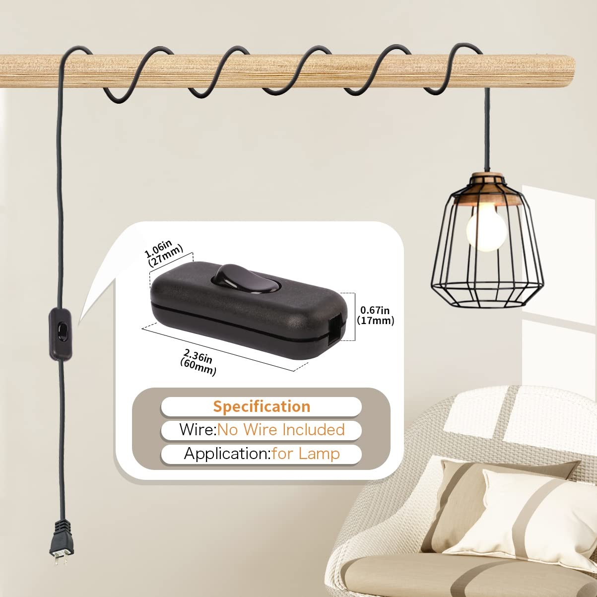 Venforze Inline Cord Switch On/Off Lamp Control Appliance 2 Packs