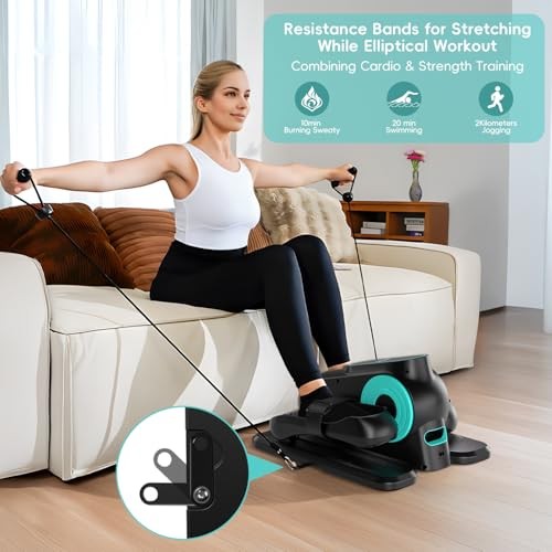 Under Desk Oval Machine - Oval Leg Exerciser for Elderly Assembly - Quiet Cyan