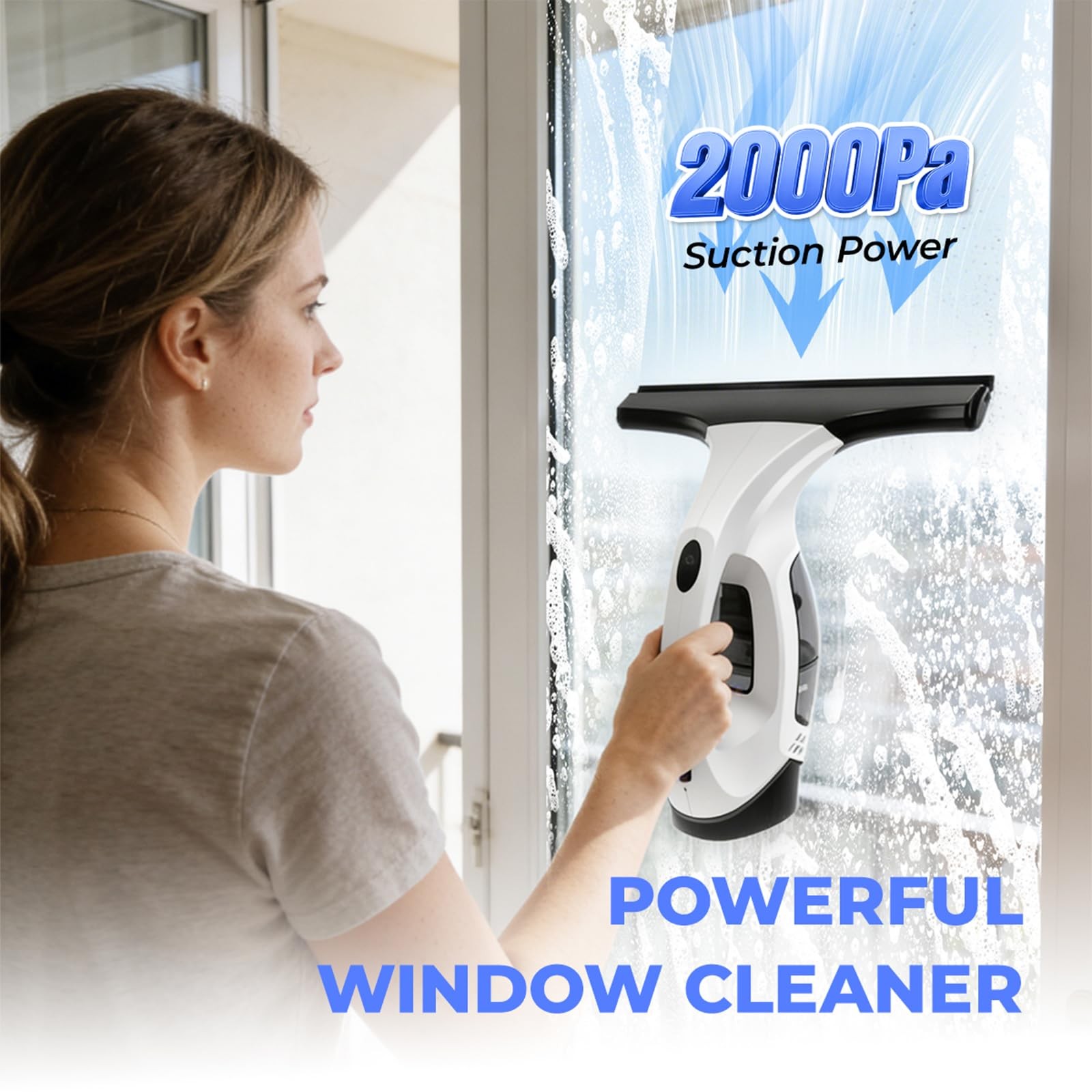 Window Vacuum Squeegee Cordless, Electric Cleaner 280mm, White