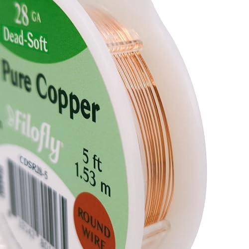 Copper Wire, Dead Soft, Round, (5 FT) 28 Gauge 5 Feet