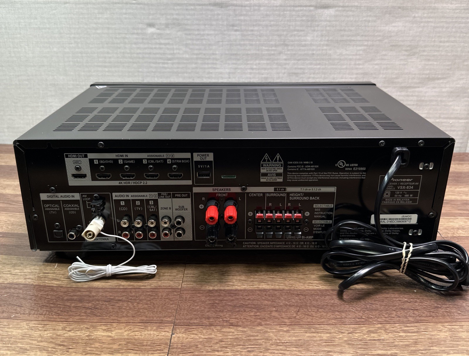Pioneer AV Receiver VSX-834 Black / READ
