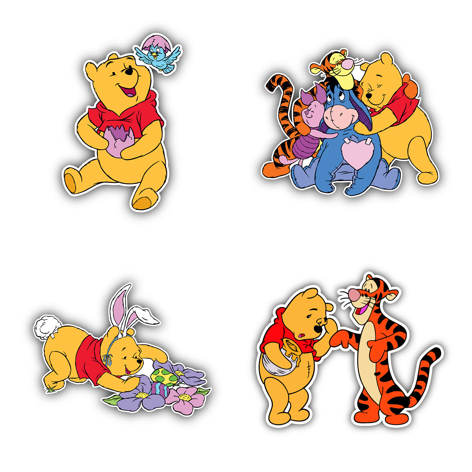 Winnie The Pooh Cartoon Set Of 4 Vinyl Sticker Decal - 5'' longer side ID:11
