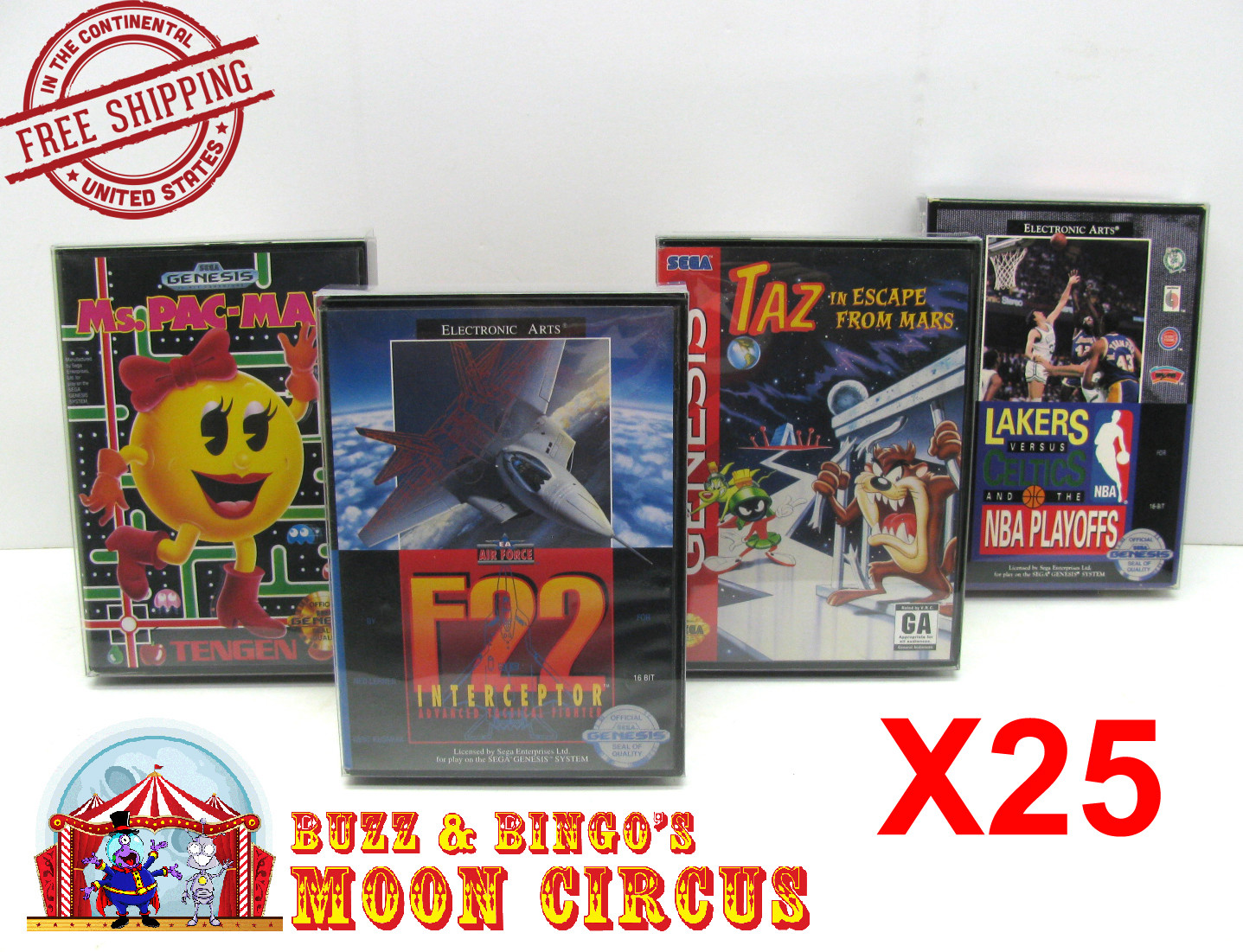 25x SEGA GENESIS CIB GAME - CLEAR PLASTIC PROTECTIVE BOX PROTECTOR SLEEVE CASE