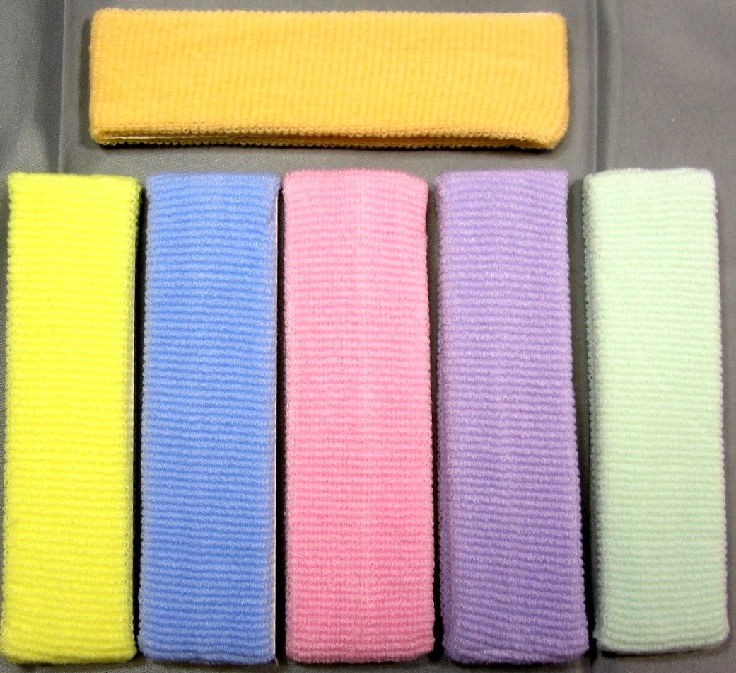 LOT OF 2- SPORTS SWEAT HEADBAND SOFT TERRY CLOTH SOLID PASTEL 2 TONE COLOR