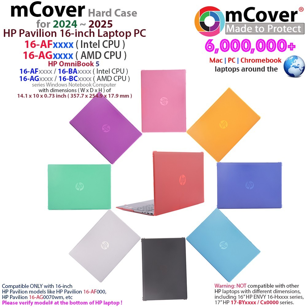 NEW mCover Hard Case for 2024 ~ 2025 16" HP Pavilion 16-AFxxx 16-AGxxx Laptops