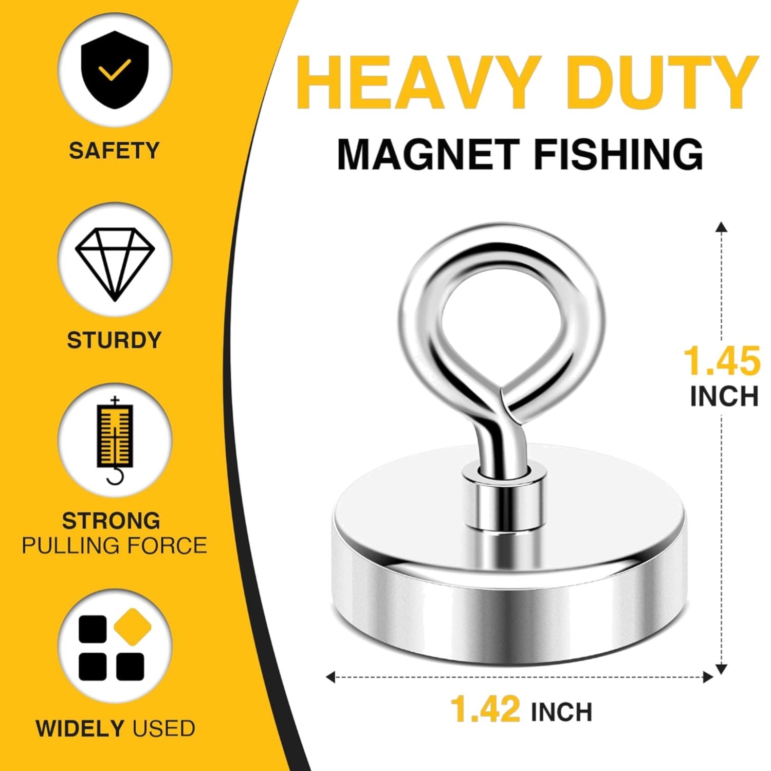 Neodymium Fishing Magnets, 150lbs Pulling Force Rare Earth Magnet with Counte...