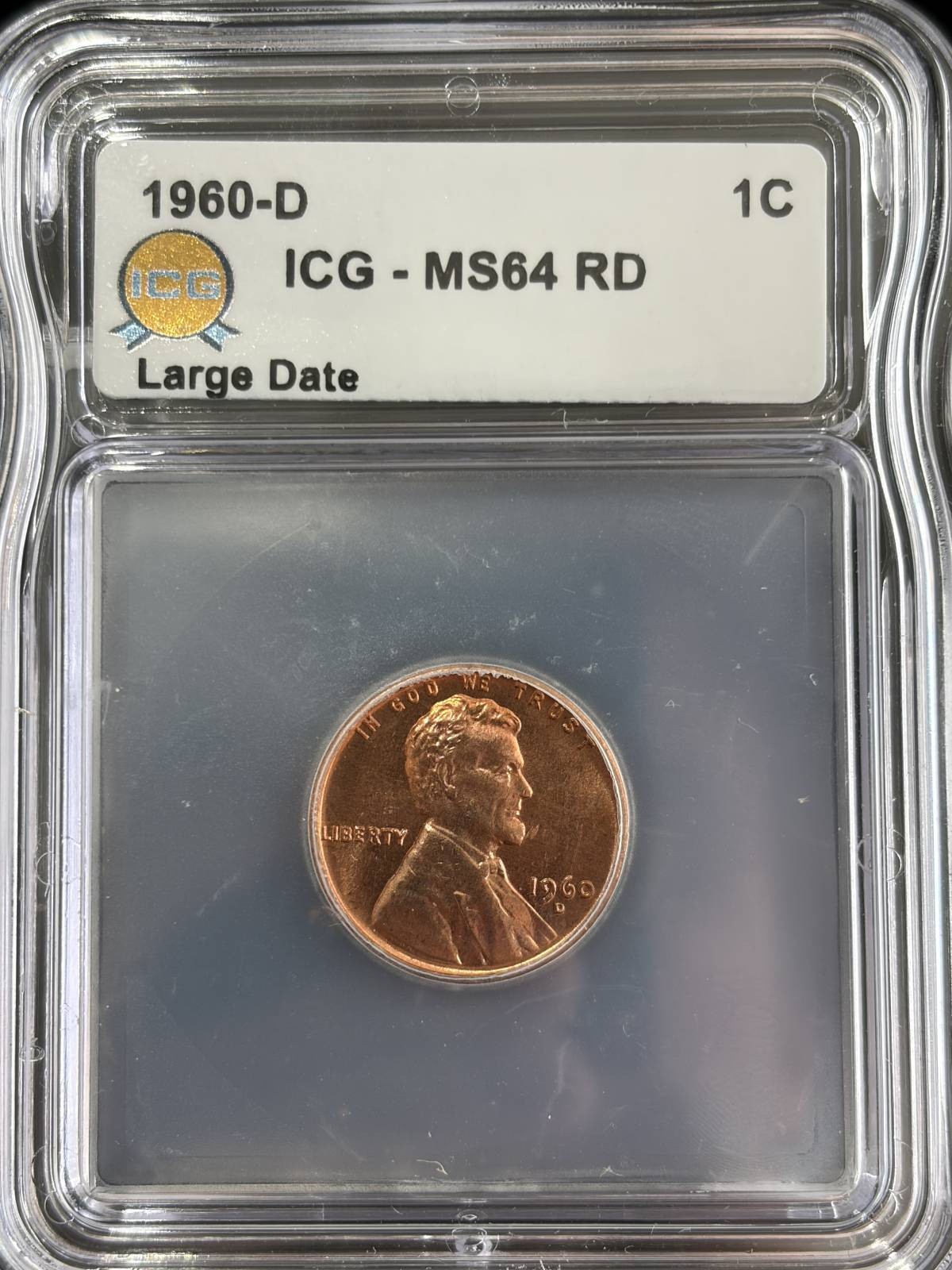 1960 D Small Cents Lincoln, Memorial Reverse ICG MS-64 Red LD