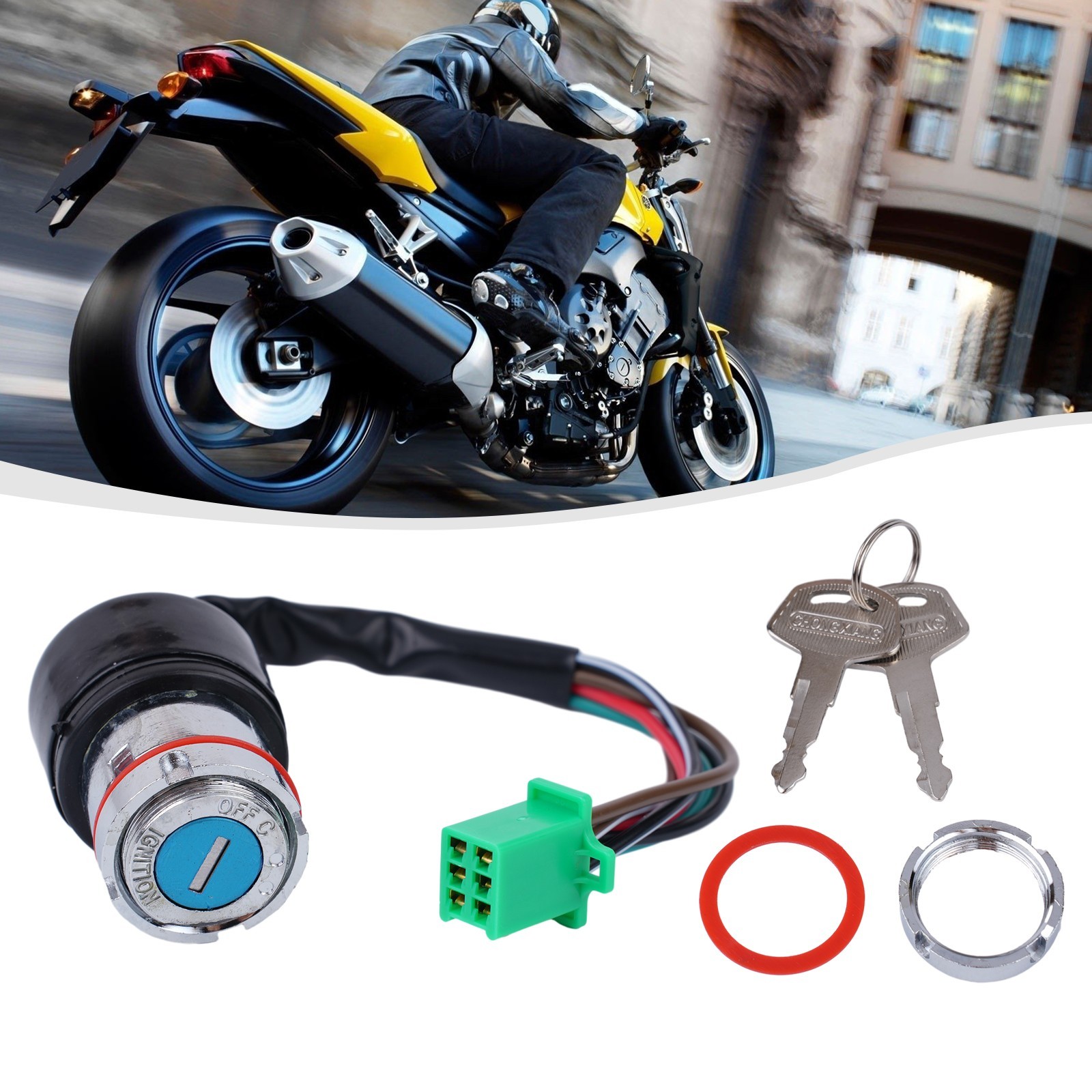 6 Wire Motorcycle Ignition Key Switch 2 Keys Set For 50CC 90CC 110CC 125cc US