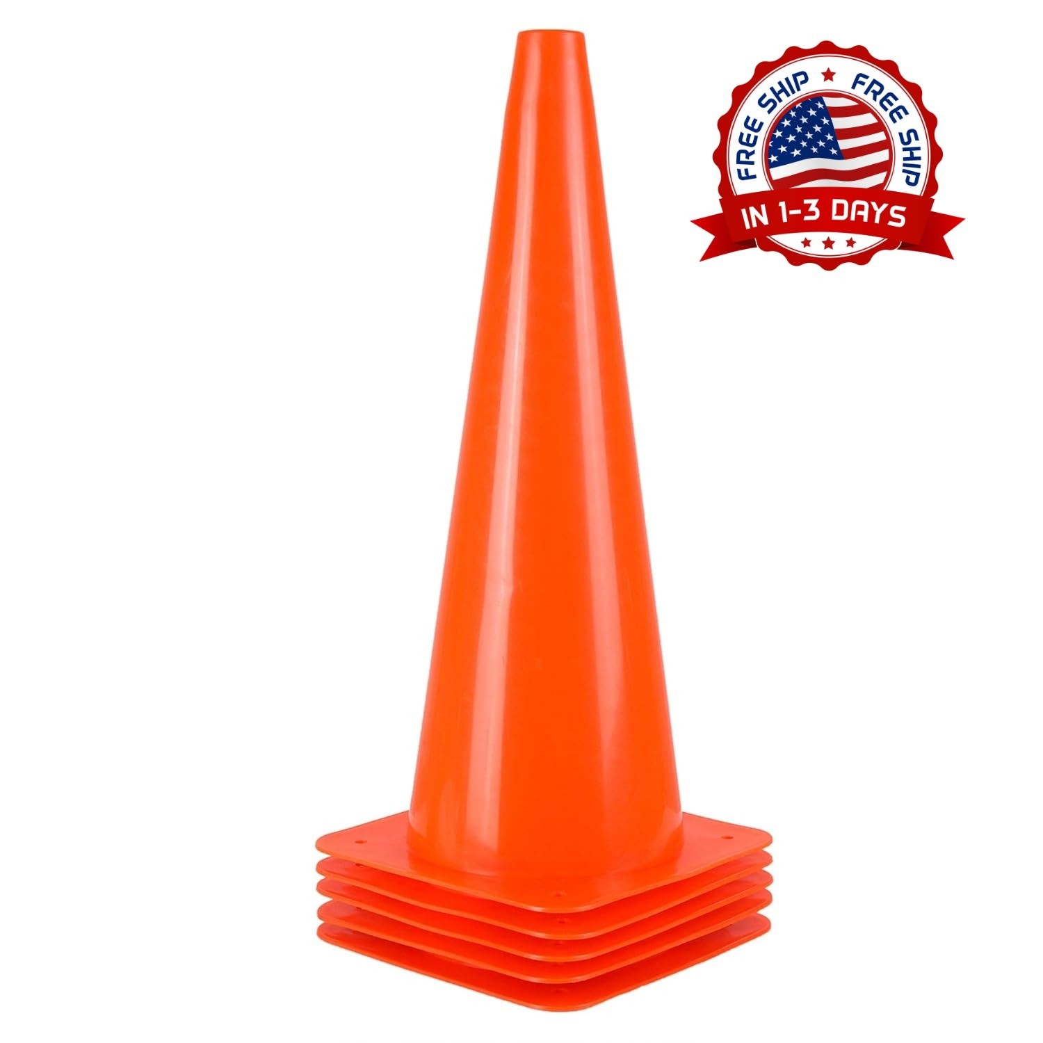 [Paquete de 5] Conos de tráfico de 18",conos de estacionamiento de seguridad via