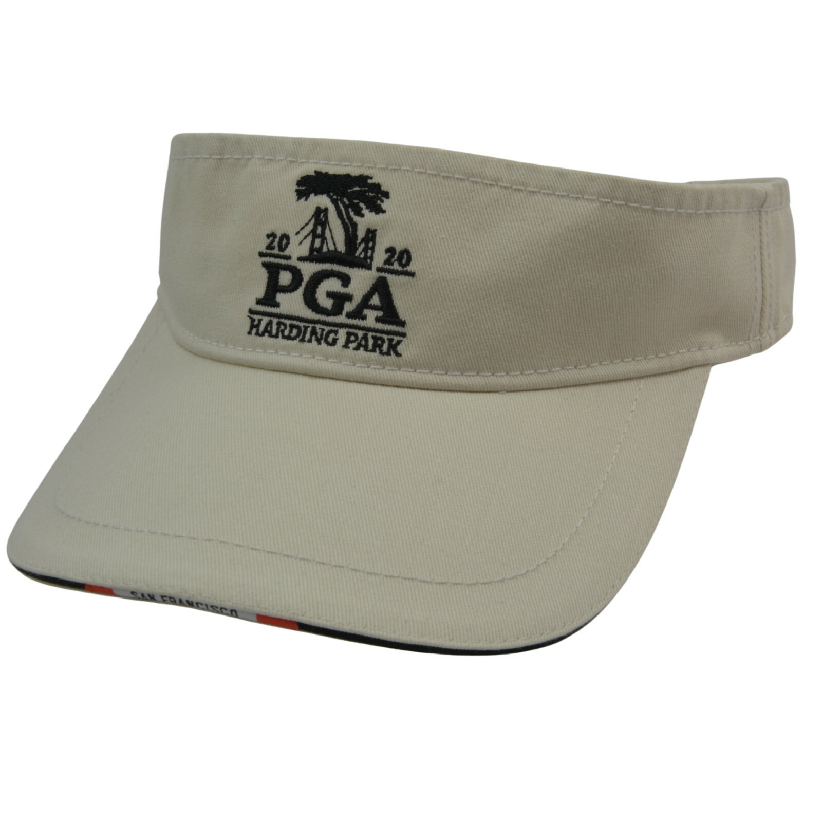 PGA Harding Park Relaxed Fit Beige Cotton Golf Sun Visor by Ahead
