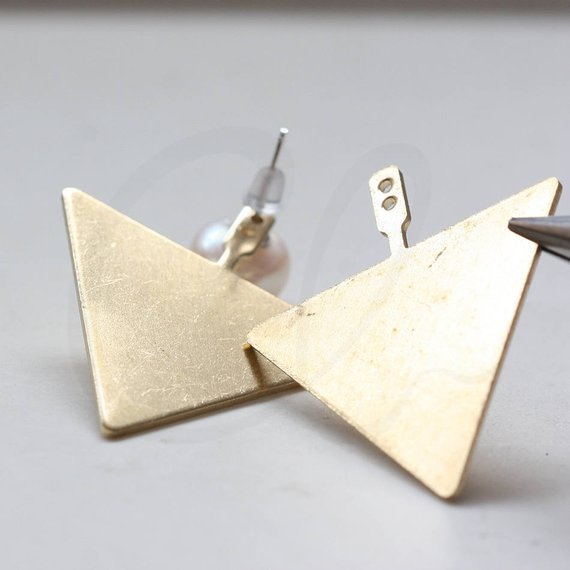 4 Pieces Raw Brass Earring Component - Triangle - Pendant 34.5x41.2mm (3841C)