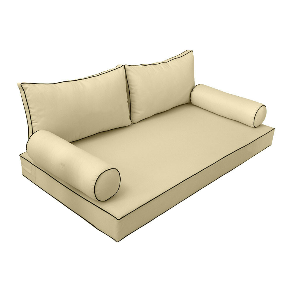|SLIPCOVER ONLY|S2 Daybed Mattress Bolster Back Cover Contrast Trim TwinXL AD103