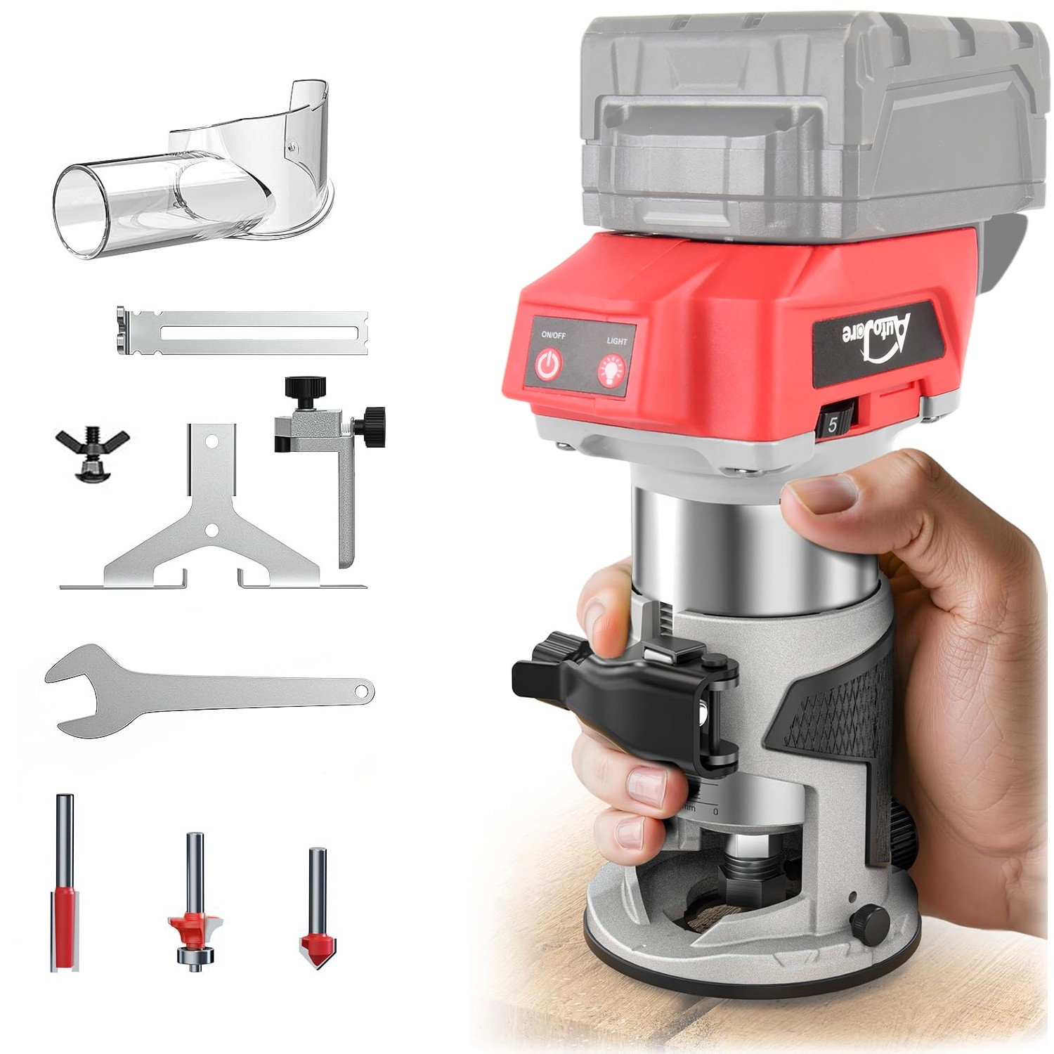 Cordless Compact Router for Milwaukee 18V Battery (Tool Only), 6 Speed Router