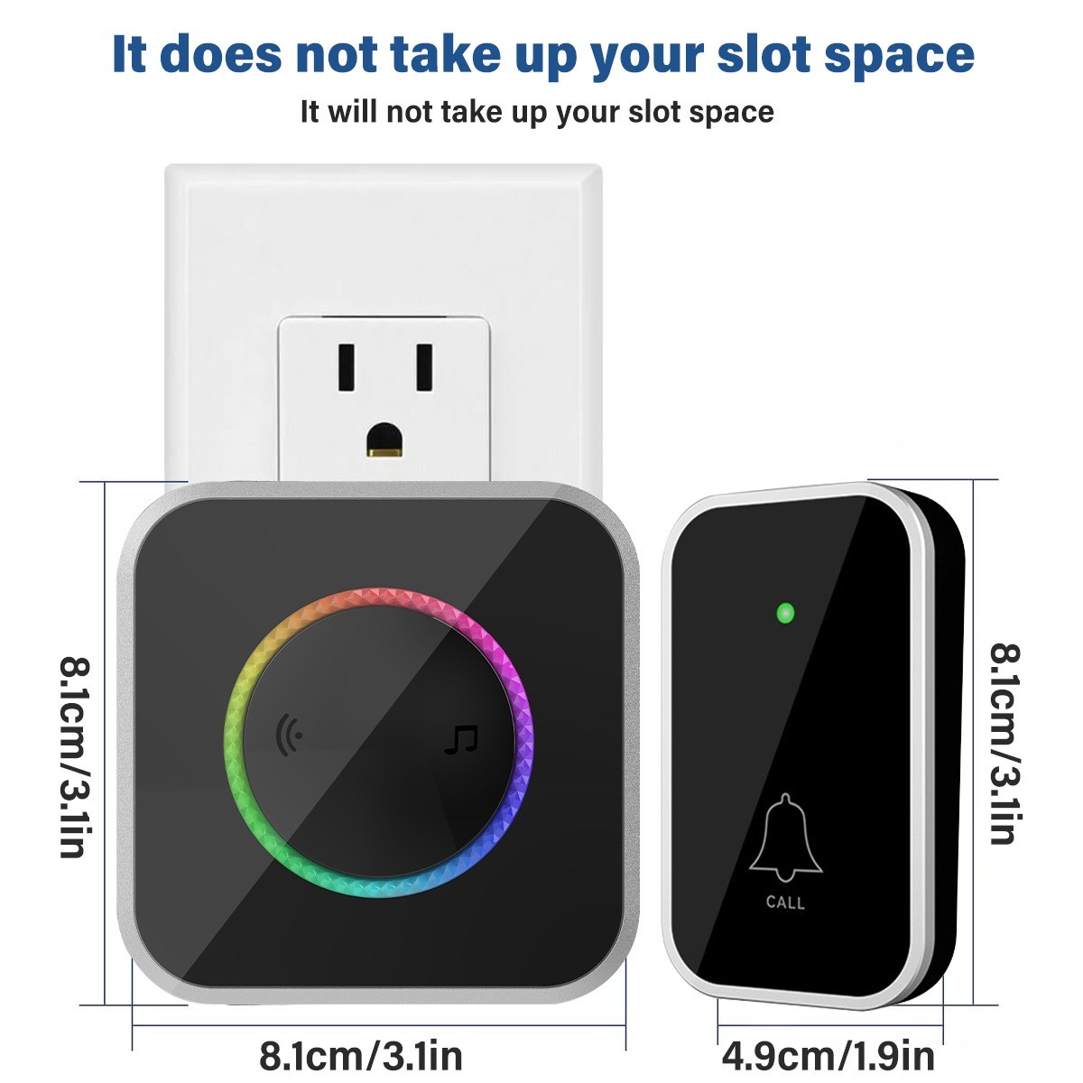 Waterproof Wireless Doorbell Adjustable Volume Plugin Receiver 45 Chime