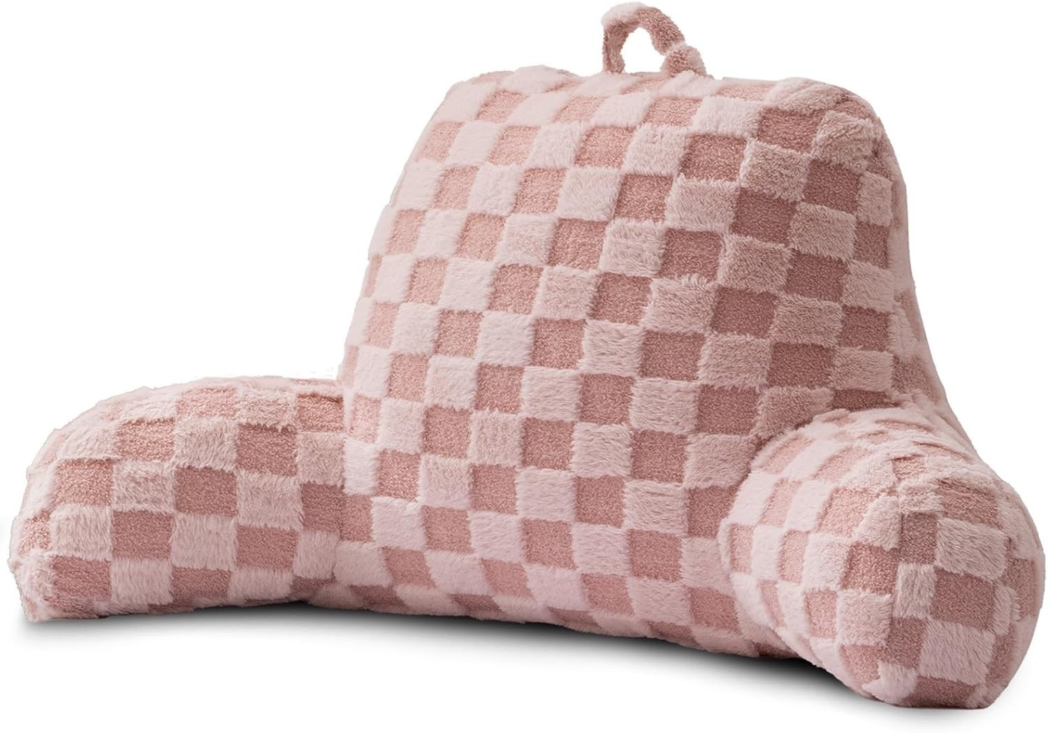 Faux Fur Reading Pillow,Checkered Fluffy Grid Plaid,Bed Wedge Pillow Large Ad...