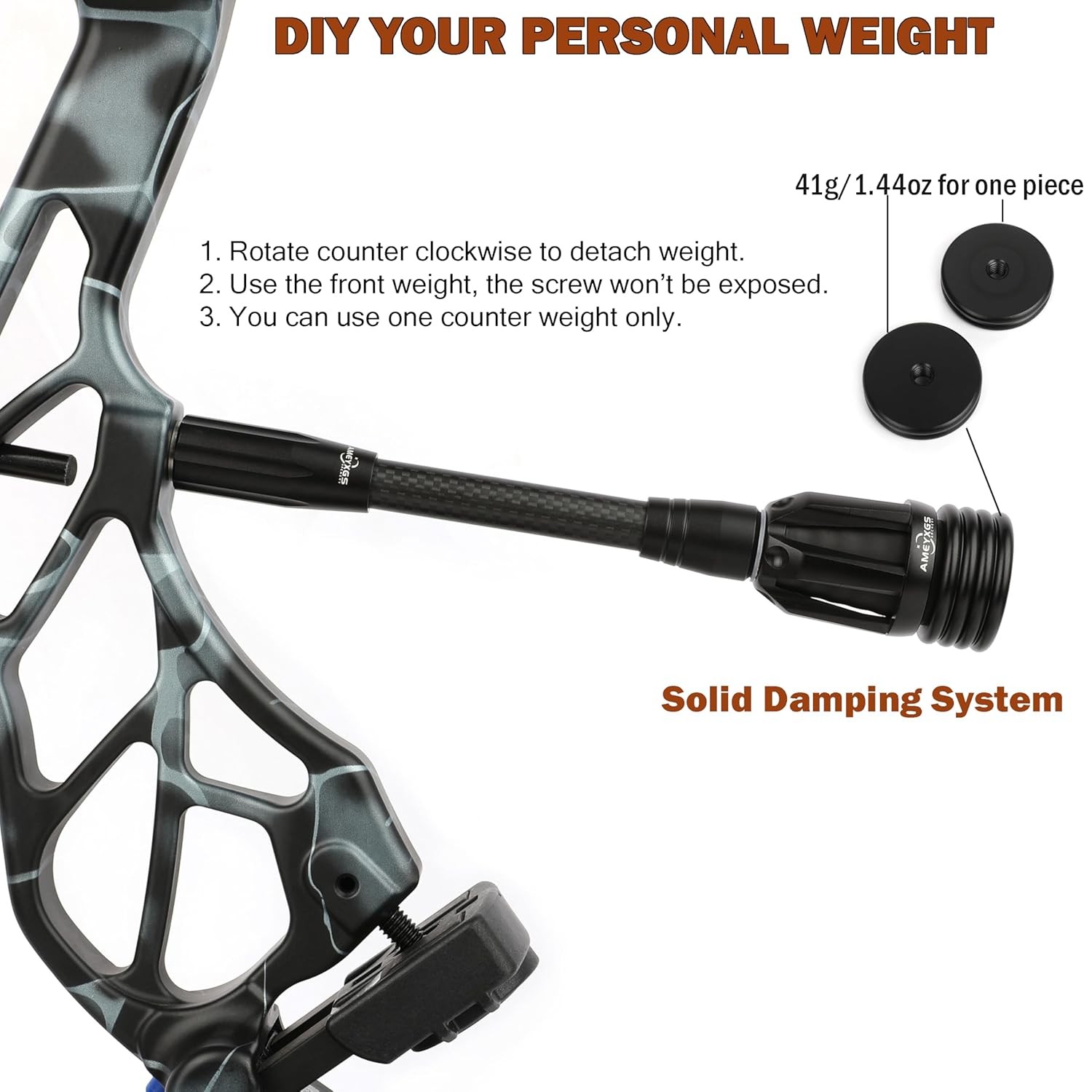 Bow Stabilizer 6" 8" 10" 12" Carbon Fiber for Compound Bow Archery Target