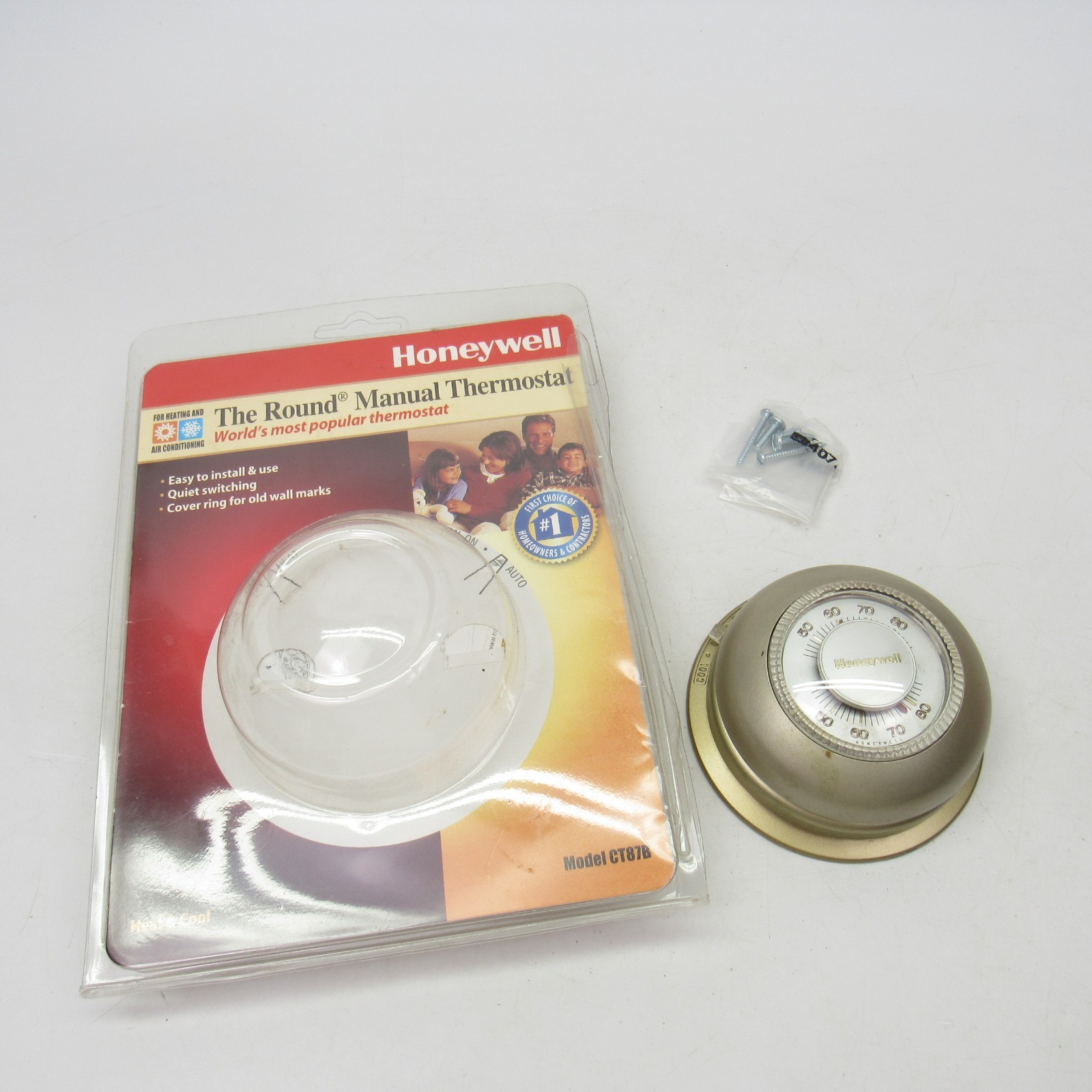 Honeywell Round Manual Thermostat CT87B 24V Gas Oil Hot Water Heat/Cool UNTESTED
