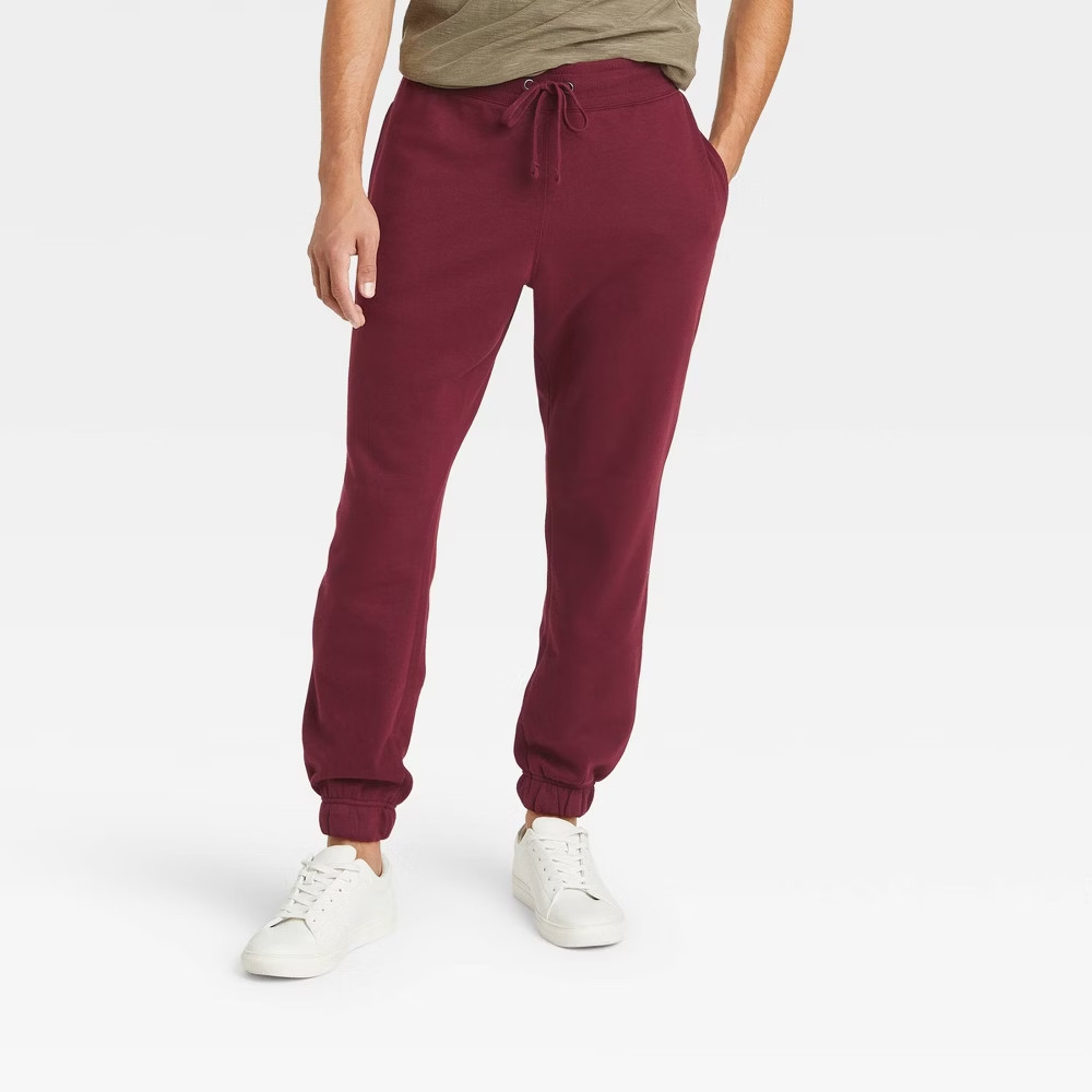 Goodfellow Men's Heavyweight Fleece Jogger Pants, Burgundy Color Pick Your Size