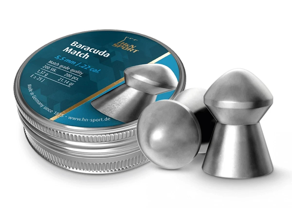 (NEW) H&N Baracuda Match .22 Cal (5.52mm) 21.14 Grains Round Nose 200ct