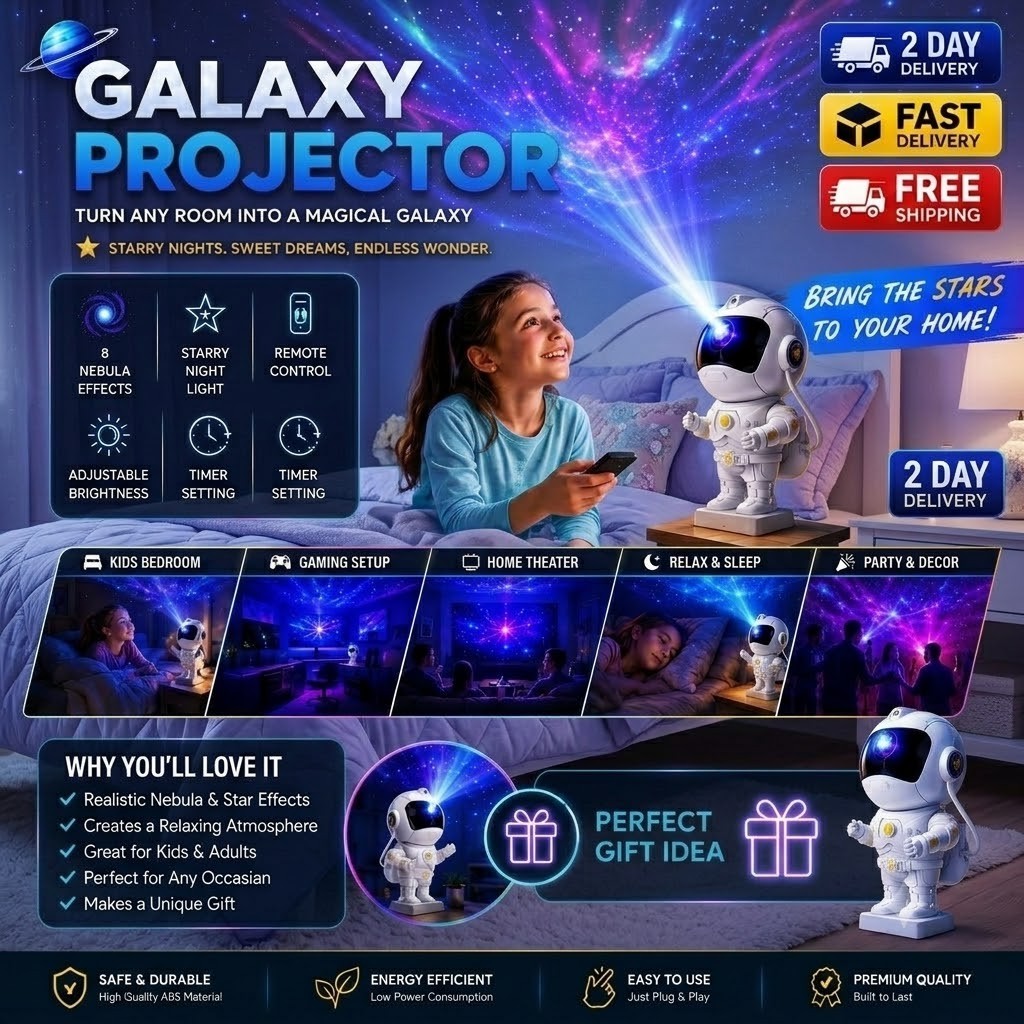Astronaut Galaxy Star Projector Night Light LED Nebula Starry Sky Ceiling Lamp