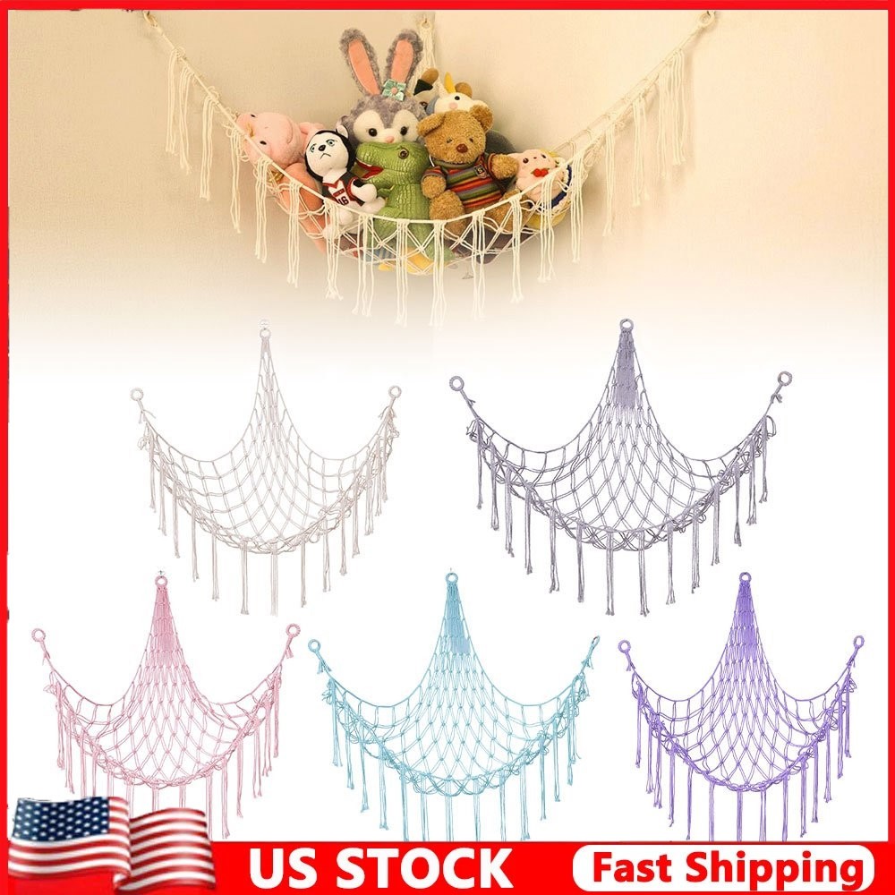 Stuffed Animal Hammock Corner Hanging Net Toy Storage Decor AE