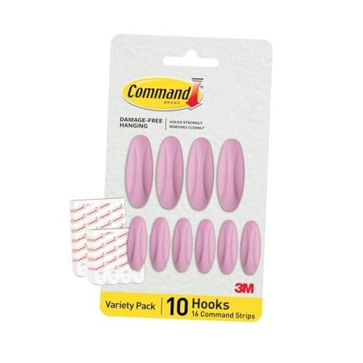 Command Mixed Designer Hook Pack, 10 Hooks, 16 Strips | Command Lilac Lemonade