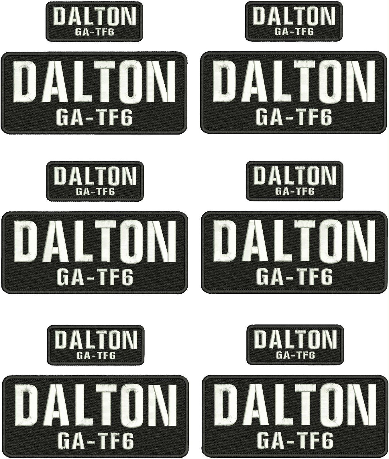 DALTON GA-TF6 Embroidery patches 4x10 and 2x5 hook on back WHITE/BLACK