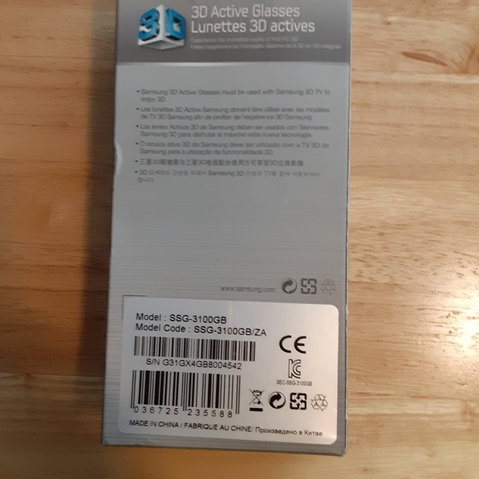 Samsung 3D active glasses model#SSG-3100GB Code SSG-3100GB/ZA