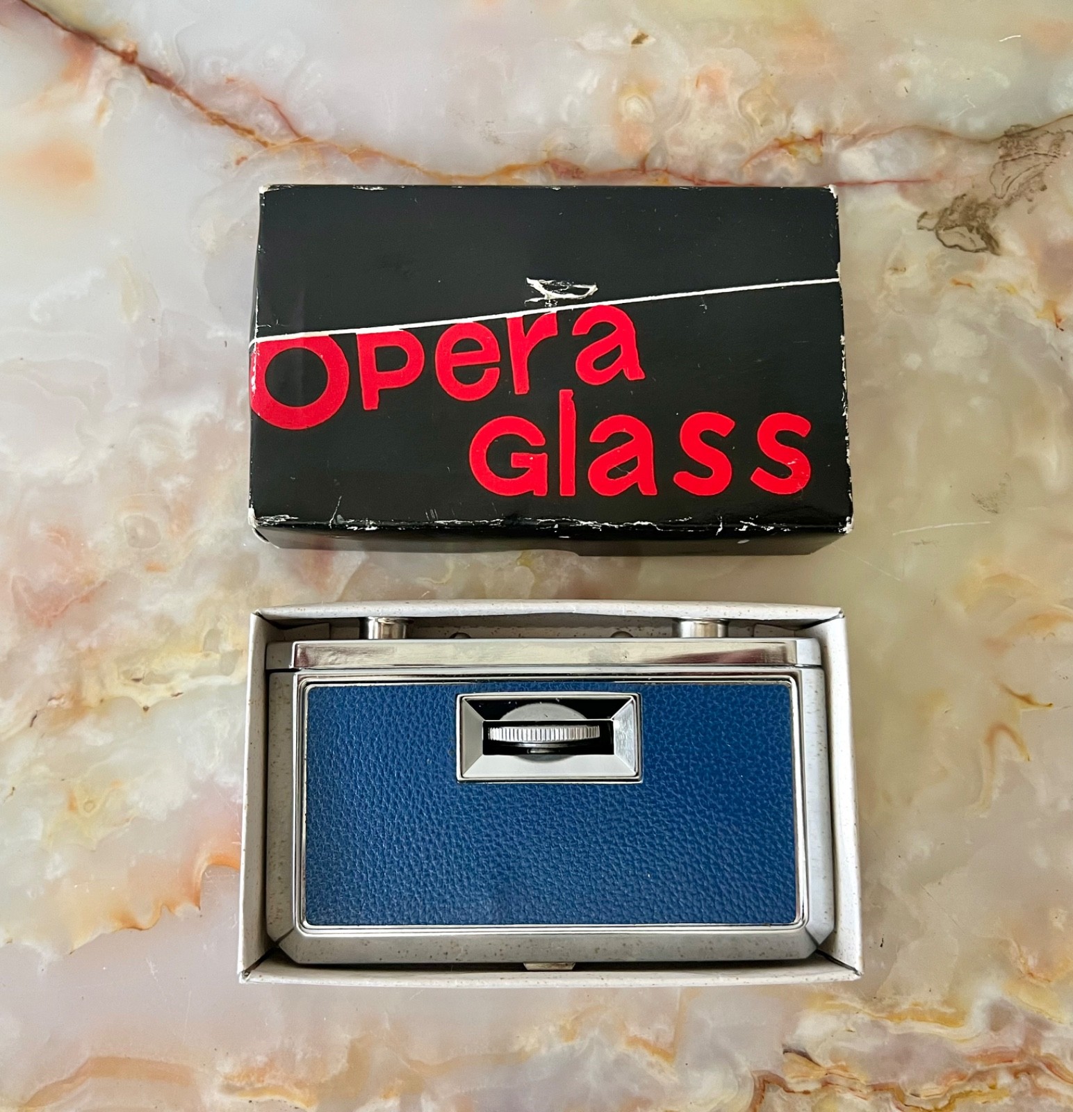 Vintage 1960s Travellers Premium Opera Glass 2.5X Coated Lens Blue Japan w/ Box