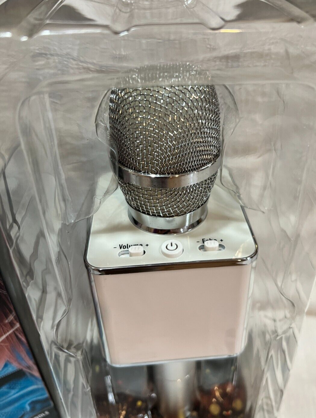 Sharper Image Bluetooth Music Stream Karaoke Microphone Mic Silver/ white