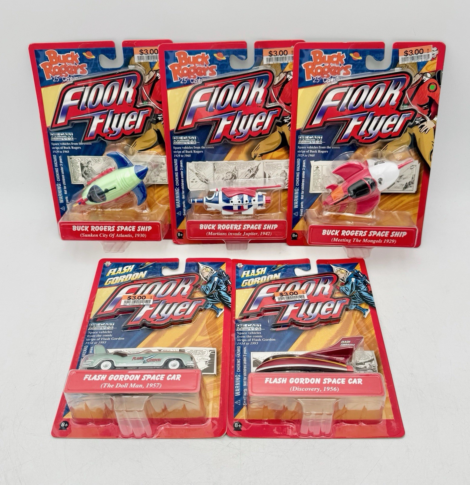 LOT OF 5 2005 Gearbox Toys FLASH GORDON Floor Flyer Space BUCK RODGERS NOC