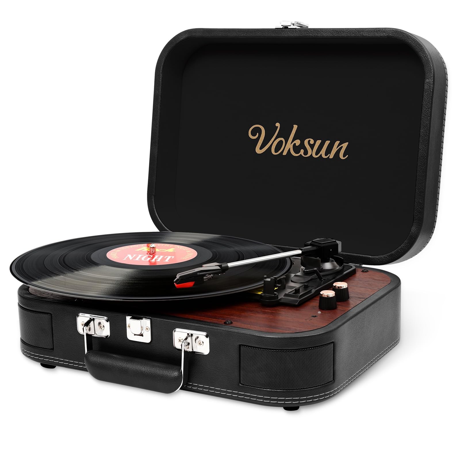 VOKSUN S300 Record Player Bluetooth TX RX USB Recording 33 45 78 RPM Black