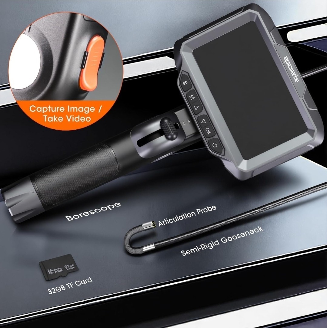 Two-Way Articulating Borescope,0.24in Probe, 5" Inspection Endoscope Camera with