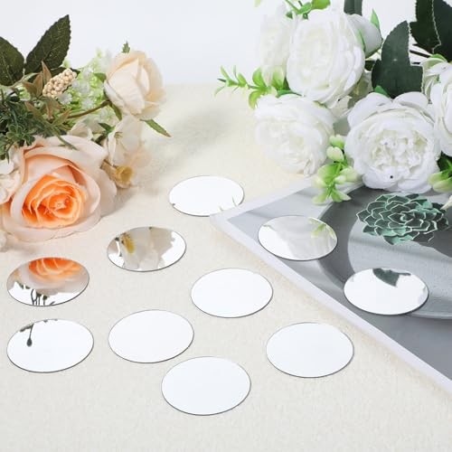 50Pcs Small Round Mirrors for Crafts, 2 Inch Mini Acrylic Round Mirror Tiles