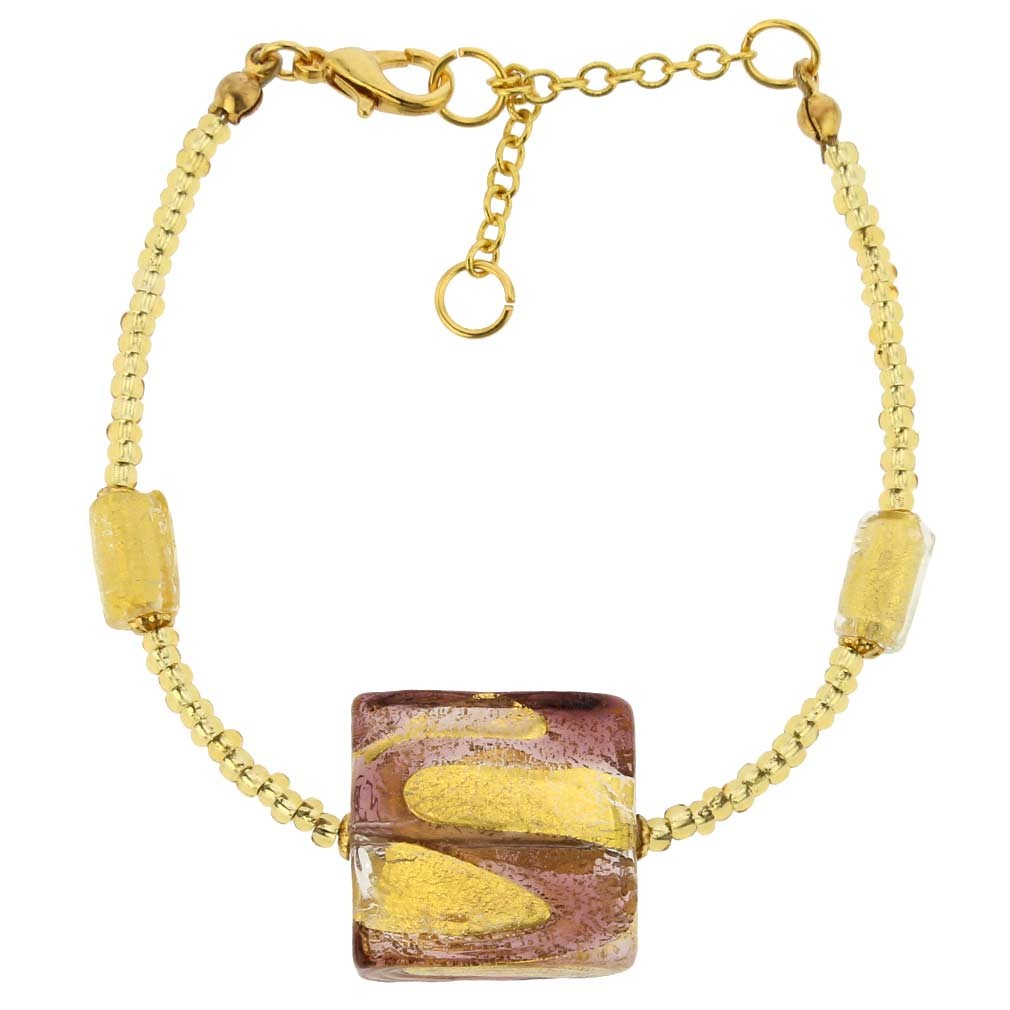 GlassOfVenice Murano Glass Royal Purple Square Bracelet