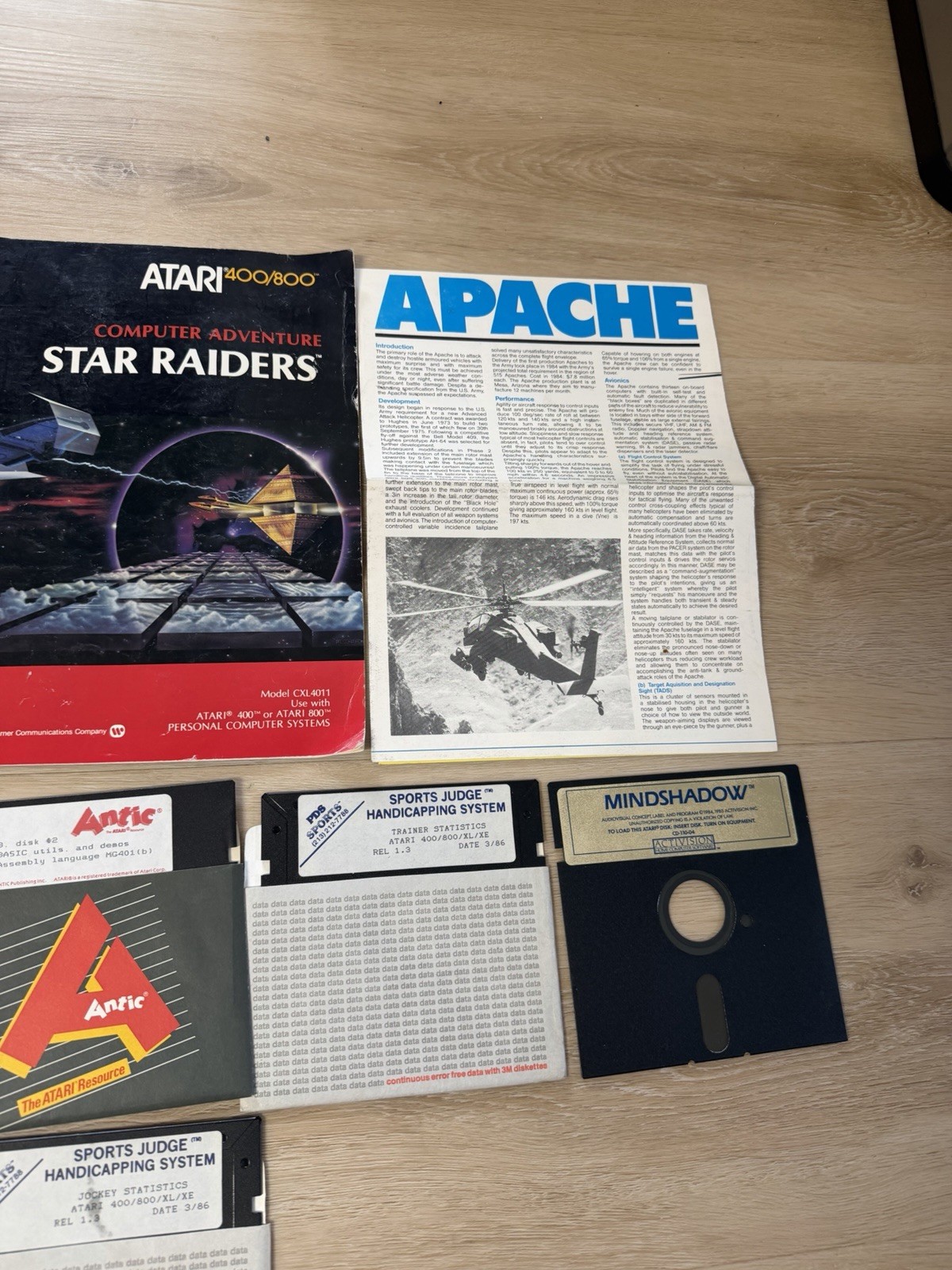 Vintage Atari 400 800 8-Bit Software Disk Manual Lot Mindshadow Witness Untested