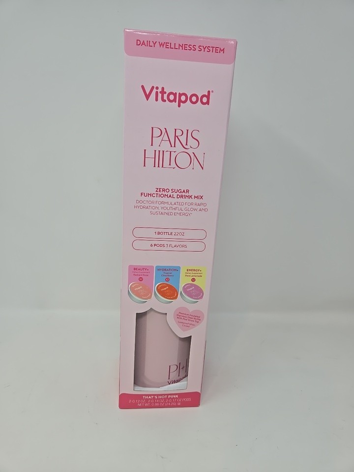 Paris Hilton Pink Vitapod Zero Sugar Drink Mix Starter Pack 1 Bottle 6 Pods Hot