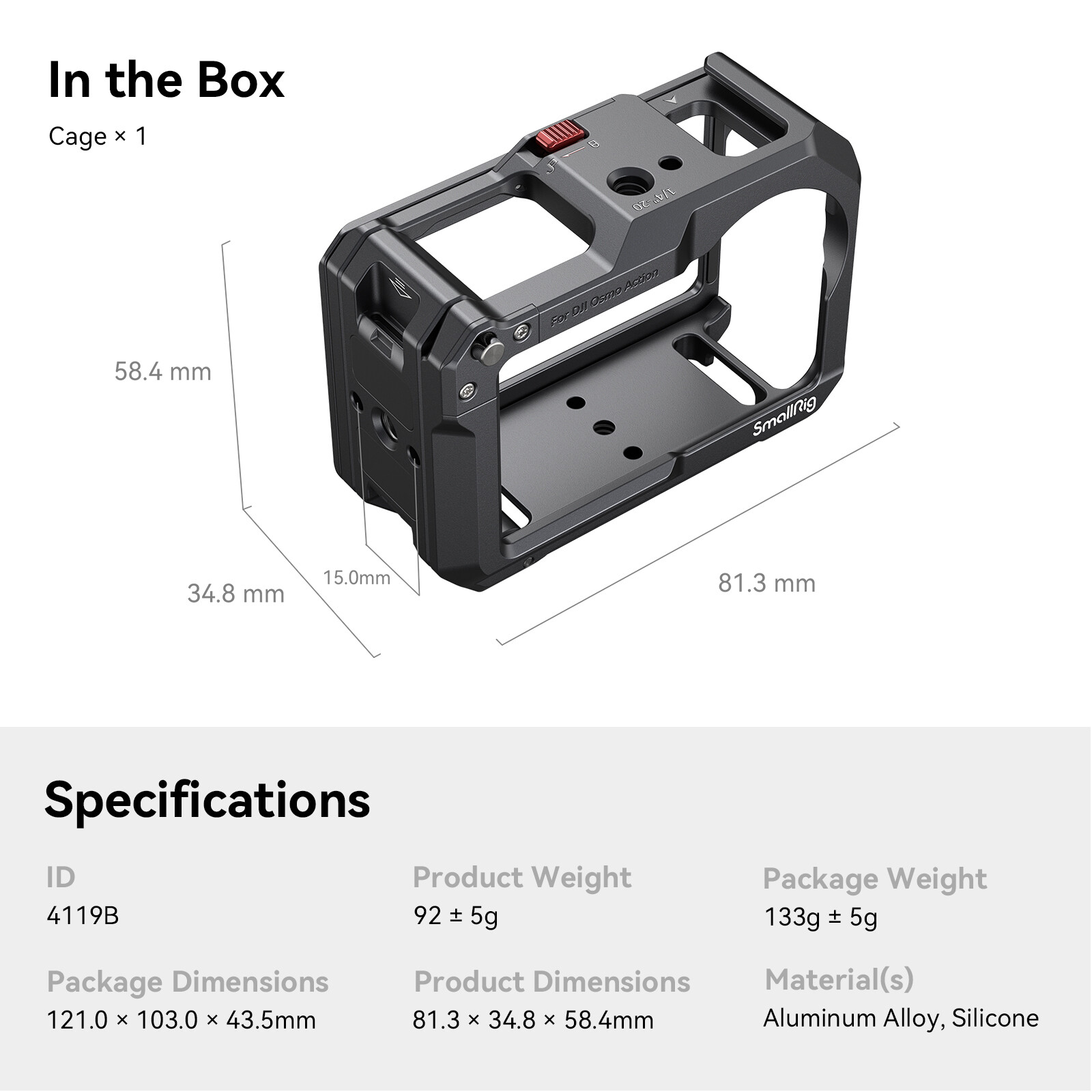 SmallRig Action 3 Action 4 Camera Cage for DJI, Protective Cage for DJI Mic