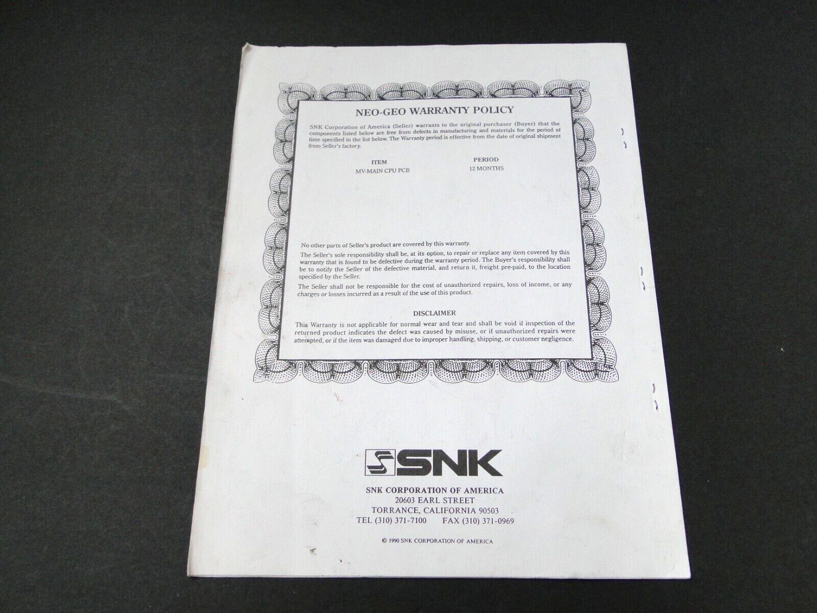 Vintage 1993 Neo-Geo System Universal Conversion Kit Installation Manual