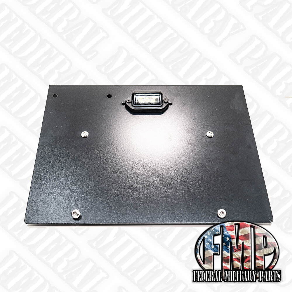 HUMVEE Rear License Plate Bracket Frame w/ Light PJ - NO DRILL TO INSTALL
