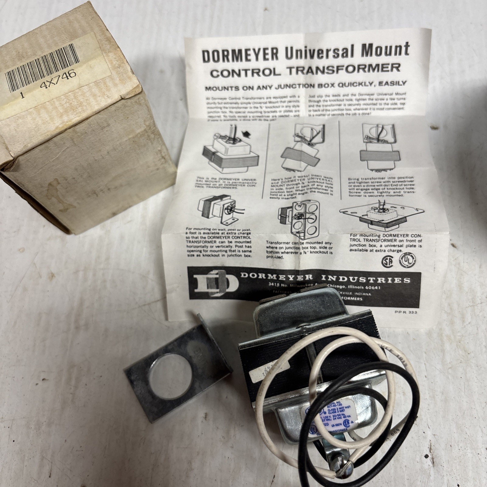DORMEYER DCT-40-120 CONTROL TRANSFORMER, 120 VAC to 24V 40 VA