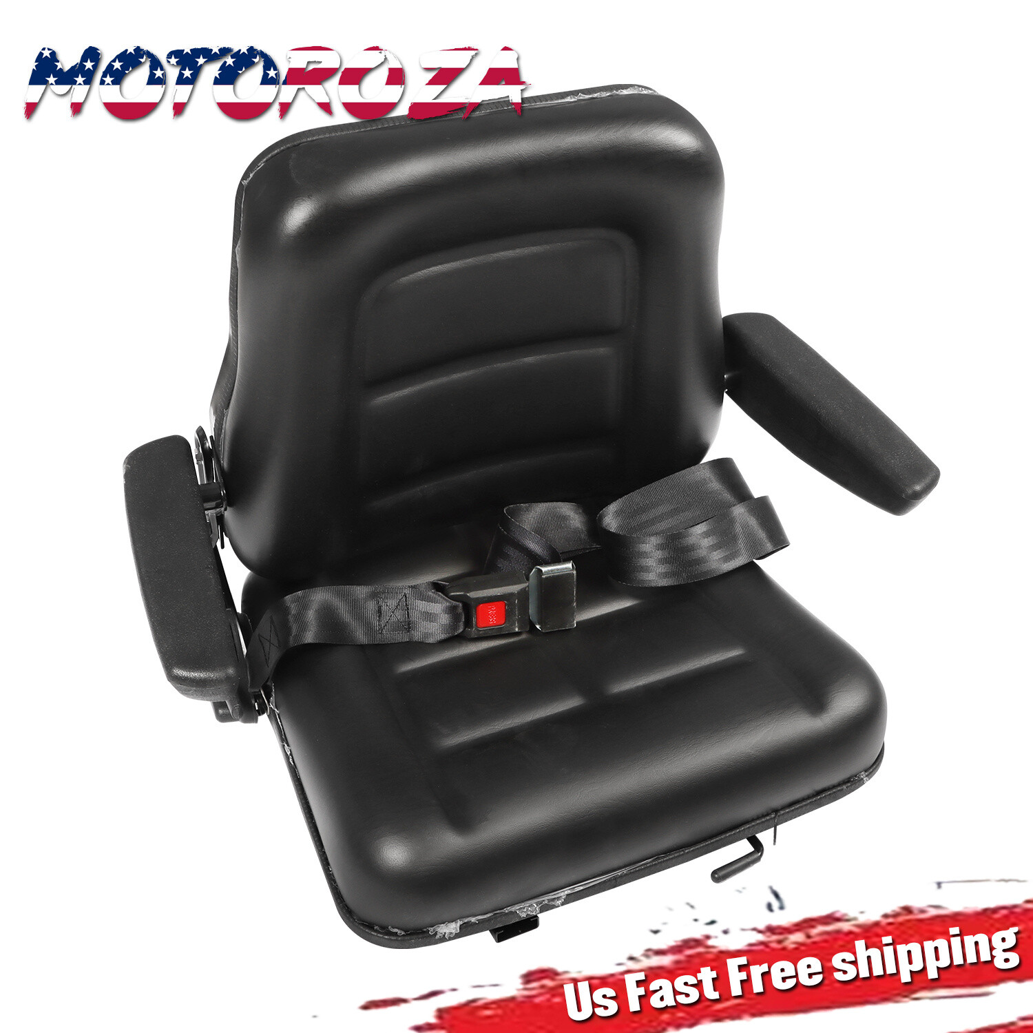 Adjustable Backrest Tractor Seat w/Armrest Universal Forklift Seat