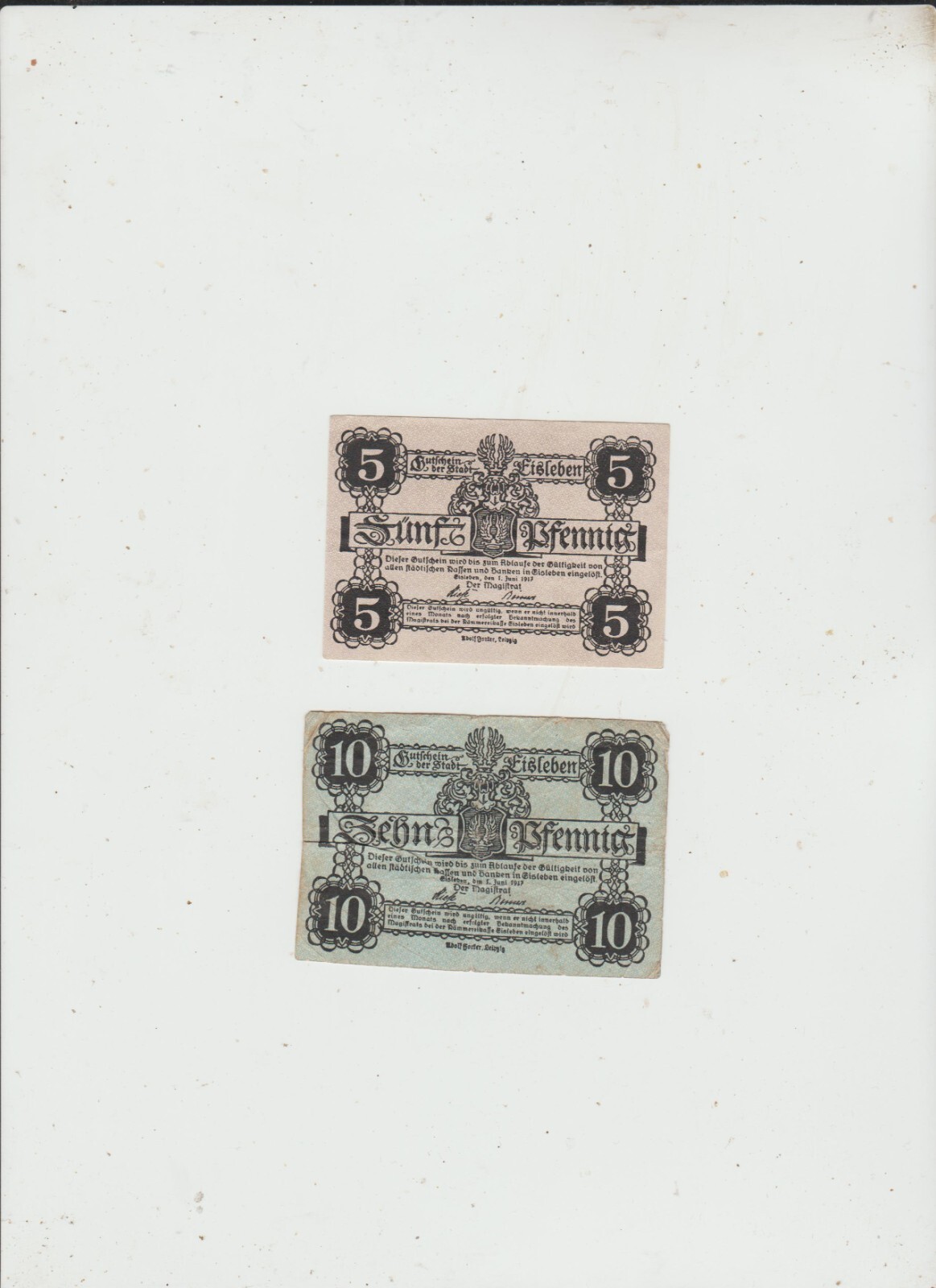 EISLEBEN  TWO  NOTES  1917