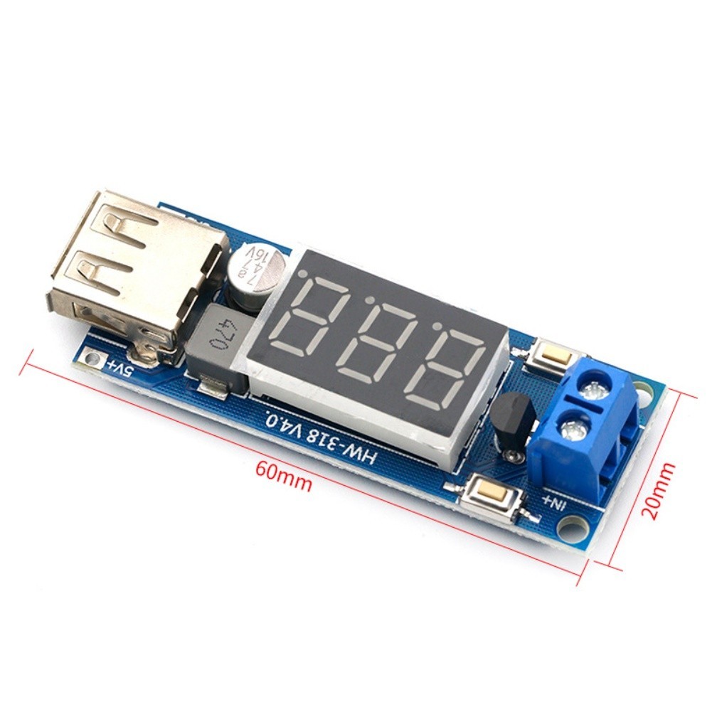 DC 4 5 to 40V Step Down Power Supply Module with USB Charger and Voltmeter